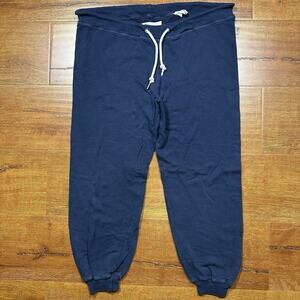 The Great Crop Sweatpants Womens 2 Navy Blue Sweats Tie Waist Retro Comfort City